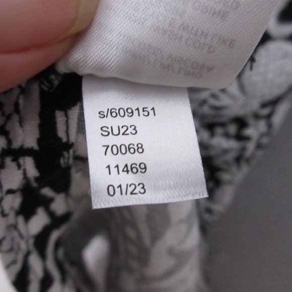 LOFT Shirt Dress 10 Black White Pineapple Belted Midi Linen Blend Coastal Button - Picture 6 of 10